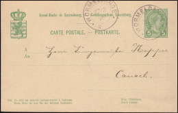 Luxemburg Postkarte P 53 Aus WORMELDANGE 27.2.1896 Nach Canach - Autres & Non Classés
