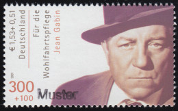 2222A Wofa Filmschauspieler Jean Gabin 2001, Muster-Aufdruck - Variétés Et Curiosités