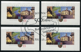 2595 Saarland SELBSTKLEBEND Auf NEUTRALER Folie: Set Mit Allen 4 Eck-EV-O Bonn - Used Stamps