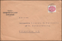 Dienstmarke 124 Strohhut 15 Pf. EF Brief Amtsgericht LEER (OSTFRIESL.) 30.12.31 - Servizio