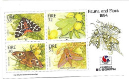 Ireland Butterfly Sheet Mlh * Hinge Trace On Border 1994 9 Euros - Blokken & Velletjes