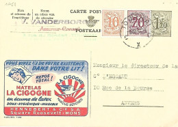 Belgium : Postal Stationery 1957 - Publibel 1458 : White Stork (Ciconia Ciconia) - La Cigogne Matelas - Cigognes & échassiers