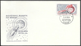 Czechoslovakia Space FDC Cover 1959. Moon Probe "Luna 2" Lunar Impact - United States