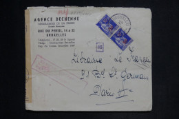 BELGIQUE - Enveloppe Commerciale De Bruxelles Pour Paris En 1942 Avec Contrôle, Affranchissement Français  - L 152867 - Briefe U. Dokumente