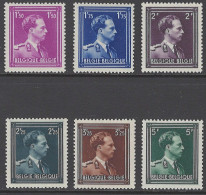 BELGIQUE - 1943 - MNH/***- LUXE - LEOPOLD III COL OUVERT - COB 641-646 -  Lot 26055 - Nuovi
