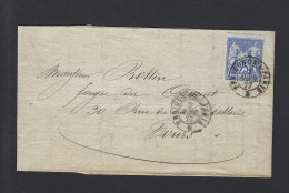 LETTRE FRANCE SAGE N° 78  PERIGUEUX A PARIS 1877 De CHATEAUROUX - 1877-1920: Periodo Semi Moderno