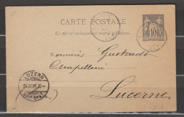 Entier Postal Type Sage Pour La Suisse .maison QUESNEY Fabriquant De Casquettes - Postales Tipos Y (antes De 1995)