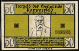 Notgeld Kummerfeld, 50 Pfennig, De Wett- Gedicht V. Fritz Reuter, Bäckermeister Mit Gesellen  - [11] Emissions Locales