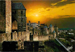 11 - Carcassonne - La Cité Médiévale - Les Remparts - Coucher De Soleil - Flamme Postale De La Réserve Africaine De Sige - Carcassonne