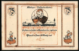 Notgeld Glatz 1921, 75 Pfennig, Glatzer Volkslied, Mann Mit Eimer Und Pfeife  - [11] Emisiones Locales
