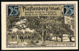 Notgeld Fürstenberg 1921, 25 Pfennig, Kurpark Mit Grossem Baum, Stadtwappen  - [11] Emisiones Locales