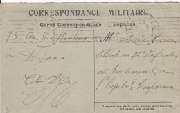 Correspondance Militaire Carte Réponse  Guerre 14-18 - 1877-1920: Semi-Moderne