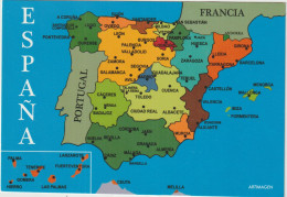 LD61 : Espagne : Carte  Géographique : Soria, Jaen, Valencia,léon, Lugo, Lleida,girona,burgos,gijon, Toledo,sevilla... - Autres & Non Classés