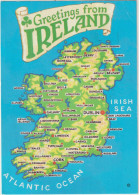 LD61 : Irlande  : Carte  Géographique : Irish Sea , Cork, Galway, Derry, Carlow, Kinsale, Tralle, Cavan, Tuam, .... - Andere & Zonder Classificatie