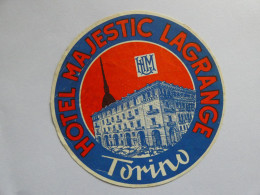 étiquette Hôtel Bagage --  Hotel Majestic Lagrange Torino Turin Italie     STEPétiq3 - Hotel Labels