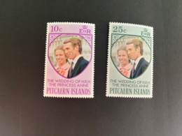 (stamps 29-5-2024) Pitcairn Island - Royal Wedding Princess Ann (2 MINT Stamps) - Familles Royales