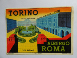 étiquette Hôtel Bagage --  Albergo Roma  Torino Turin - Via Roma -- E Rocca Cavour Italie     STEPétiq3 - Hotel Labels