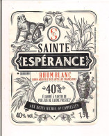 Etiquette Décollée De Rhum Sainte Espérance - Agricole Des Antilles Françaises - Décor Singe Et Perroquet - - Rhum