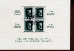 Deutsches Reich Block 9 A. Hitler Gestempelt Used - Blocks & Sheetlets
