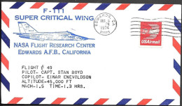 US Space Cover 1974. F-111 Aircraft Super Critical Wing Flight 49. Stan Boyd - United States
