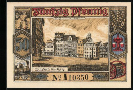 Notgeld Butzbach 1921, 50 Pfennig, Der Marktplatz Im 20. Jahrhundert  - [11] Local Banknote Issues