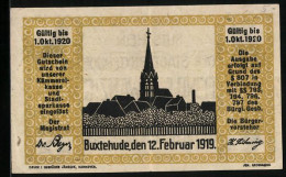 Notgeld Buxtehude 1919, 25 Pfennig, Silhouette Der Stadt Mit Der Kirche  - [11] Local Banknote Issues