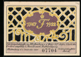 Notgeld Fürstenberg A. D. Weser 1921, 1 Mark, Dorfansicht Mit Schloss  - [11] Emisiones Locales