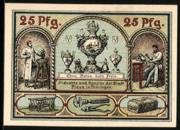 Notgeld Plaue /Thür. 1921, 25 Pfennig, Wappen, Ritter- Und Landsknecht-Figur, Industrie Und Gewerbe  - [11] Emissions Locales