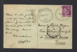 CARTE POSTALE FRANCE MAILLY LE CAMP 1937 POUR AOUINA TUNISIE - 1921-1960: Modern Period
