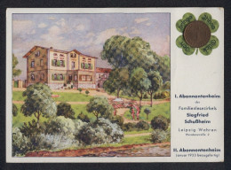 AK Leipzig-Wahren, Abonnentenheim D. Familienlesezirkels Siegfried Schussheim, Wendenstrasse 2, Aufgeklebter Reichspfe  - Leipzig