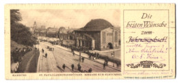 Mini-AK Hamburg-St. Pauli, Landungsbrücken, Eingang Zum Elbtunnel, Neujahrskarte  - Autres & Non Classés