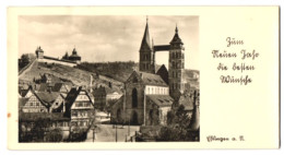 Mini-AK Esslingen A. N., Ortsansicht Mit Der Kirche, Neujahrskarte  - Autres & Non Classés