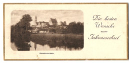 Mini-AK Babenhausen / Schwaben, Ortsansicht Vom Fluss Aus, Neujahrskarte  - Autres & Non Classés