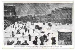 AK Berlin, Strassenscene Unter Den Linden Während Des Grossen Schneesturms 1903  - Floods