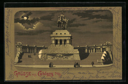 Lithographie Koblenz A. Rh., Denkmal Kaiser Wilhelms I. Am Deutschen Eck  - Autres & Non Classés