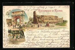 Lithographie Roma, Collosseo, Arco Di Tito, Lupa  - Sonstige & Ohne Zuordnung