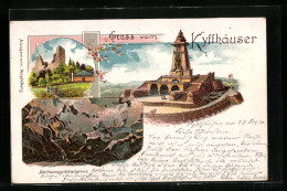 Lithographie Kyffhäuser, Barbarossa-Höhle Und Denkmal  - Autres & Non Classés