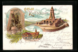 Lithographie Kyffhäuser / Kaiser Wilhelm Denkmal, Denkmal-Restaurant  - Kyffhäuser