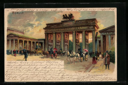 Lithographie Berlin, Strassenleben Am Brandenburger Tor  - Autres & Non Classés