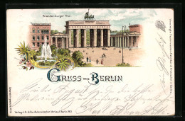Lithographie Berlin, Totalansicht Brandenburger Thor  - Autres & Non Classés