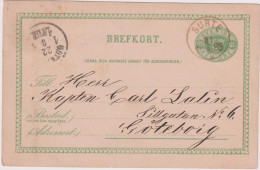 * SWEDEN > 1885 POSTAL HISTORY > Fem Ore Stationary Card From Surte To Goteboig, Arrival Seal - Lettres & Documents