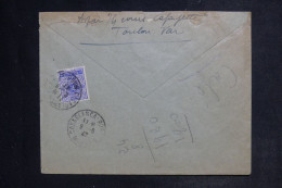 MAROC - Taxe De Casablanca Au Dos D'une Enveloppe De Toulon En 1947  - L 152870 - Cartas & Documentos