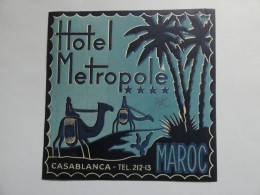 étiquette Hôtel Bagage --  Hotel Métropole Casablanca Maroc   STEPétiq3 - Hotel Labels