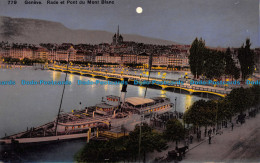 R157912 Geneve. Rade Et Pont Du Mont Blanc. By Night. Phototypie - Monde