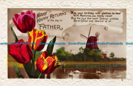 R156937 Greetings. Many Happy Returns Of The Day To Father. Windmills Near The S - Monde