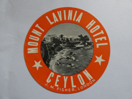 étiquette Hôtel Bagage --  Hotel Mount Lavinia Ceylon Ceylan Sri Lanka  - J.M. Fisher London Londres   STEPétiq3 - Hotel Labels