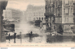 75 INONDATIONS DE PARIS JANVIER 1910 GARE SAINT LAZARE ET PLACE DE ROME - La Crecida Del Sena De 1910