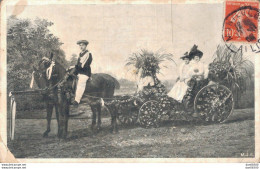 CARTE PHOTO NON IDENTIFIEE REPRESENTANT UNE CALECHE FLEURIE AVEC DEUX FEMMES TIREE PAR DEUX CHEVAUX DONT UN EST MONTE - A Identificar