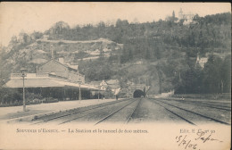 SOUVENIR D'ESNEUX   LA STATIOPPN ET LE TUNNEL DE 600 METRE                  2 SCANS - Esneux