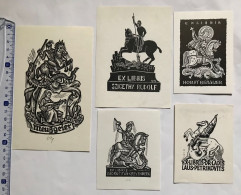 Lot Avec 5 Ex-libris. Dragon Saint-Georges. Lot With 5 Ex-libris. Dragon Saint Georges - Bookplates